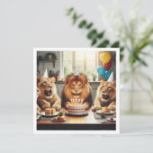 Leeuwen vieren, Leeuwen verjaardagsuitnodiging Kaart (Staand voorkant)