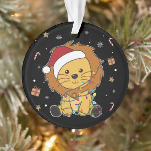 Leeuwen voor kerstwintersneeuw ornament