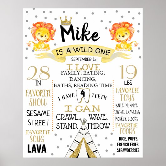 Leeuwen Wilde Een Birthday Party-tekenbord Poster (Voorkant)