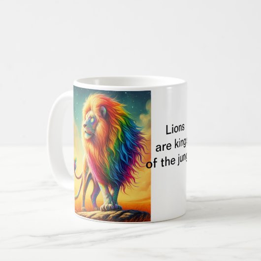 Leeuwen zijn koningen van de oerwouden koffiemokke koffiemok (Voorkant links)