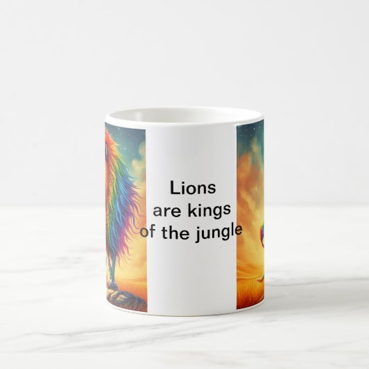 Leeuwen zijn koningen van de oerwouden koffiemokke koffiemok (Center)
