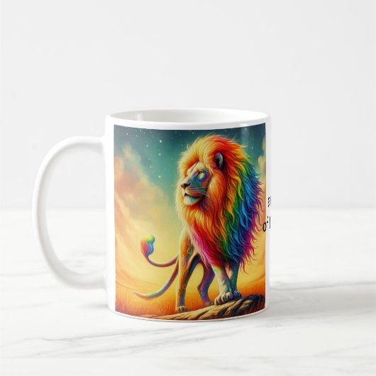 Leeuwen zijn koningen van de oerwouden koffiemokke koffiemok (Links)