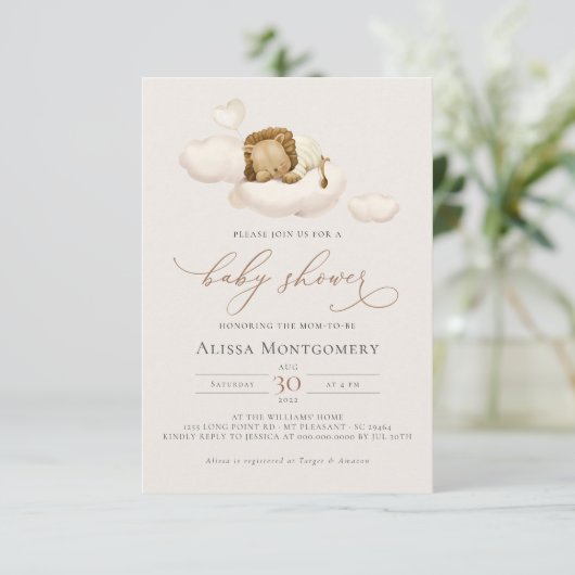 Leeuwenbaby Shower Uitnodiging (Staand voorkant)