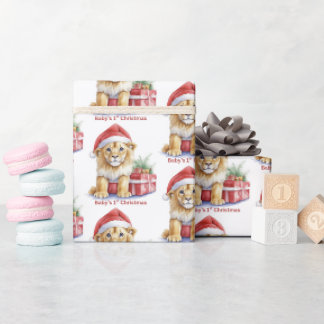 Leeuwenbaby's 1e kerst inpakpapier