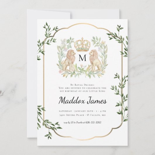 leeuwenborstel | Regal Little King eerste verjaard Kaart (Voorkant)