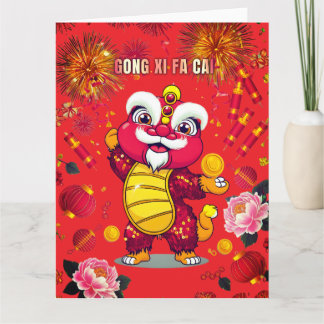 Leeuwendans Ansichtkaart voor Chinees Nieuwjaar Kaart
