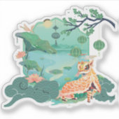 Leeuwendans bij het Lotusmeer Sticker (Voorkant)
