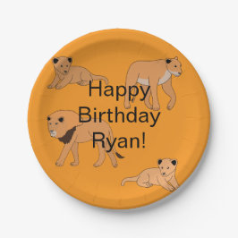 Leeuwenfamilie Happy Birthday Papieren Bordje