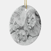 Leeuwenfamilie rust keramisch ornament (Rechts)