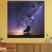 Leeuwengeest & Silhouet in nachthemel Canvas Afdruk (Insitu (Woonkamer))