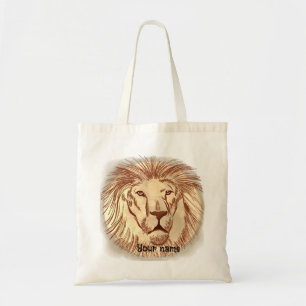Leeuwengezicht aangepaste naam boodschappentas tote bag
