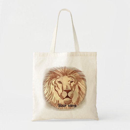 Leeuwengezicht aangepaste naam boodschappentas tote bag (Voorkant)