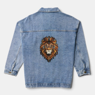 Leeuwengezicht met manen denim jacket