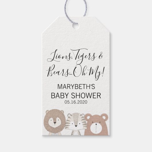 Leeuwengigers en Beren Dierlijk Baby shower Cadeau Cadeaulabel (Voorkant)