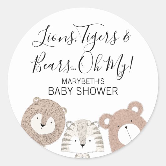 Leeuwengigers en Beren Sticker van Baby shower (Voorkant)