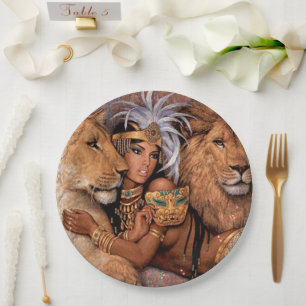 Leeuwengodin Egyptische Prinses Kussen Papieren Bordje