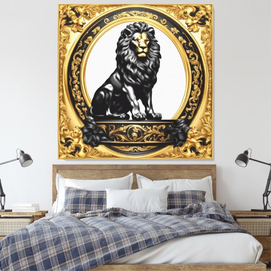 Leeuwengoud en zwart sier lijst canvas afdruk (Insitu (Slaapkamer))