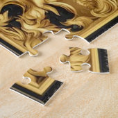 Leeuwengoud en zwart sier lijst legpuzzel (Zijkant)