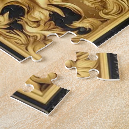Leeuwengoud en zwart sier lijst legpuzzel (Zijkant)