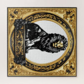 Leeuwengoud en zwart sier lijst legpuzzel (Horizontaal)