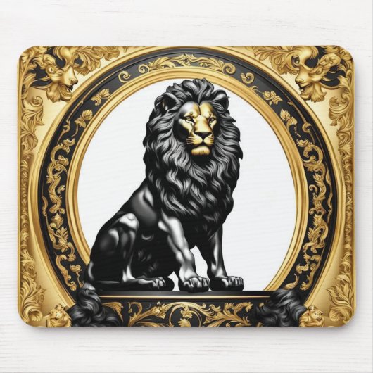 Leeuwengoud en zwart sier lijst muismat (Voorkant)