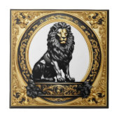 Leeuwengoud en zwart sier lijst tegeltje (Voorkant)