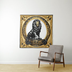 Leeuwengoud en zwart sier lijst wandkleed