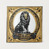 Leeuwengoud en zwart sier lijst wandkleed (Voorkant)