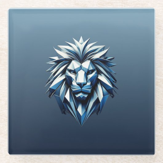 Leeuwenhoofd geometrische vormen glazen onderzetter (Voorkant)