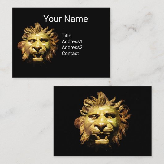 LEEUWENHOOFD IN BRONZEN boegbeeld Antiek Romeins S Visitekaartje (Voorkant / Achterkant)