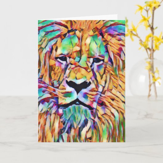 Leeuwenkaart - Levendige Kunst Kaart (Gele Bloem)