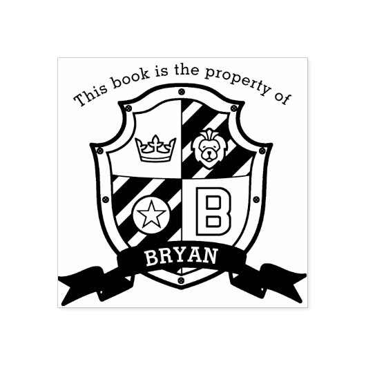 Leeuwenkam letter B kinder bibliotheeknaam rubbere Rubberstempel (Afrduk)