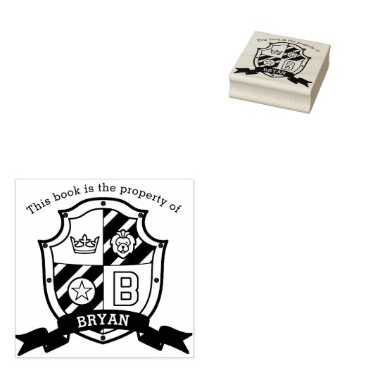 Leeuwenkam letter B kinder bibliotheeknaam rubbere Rubberstempel (Gestempeld)