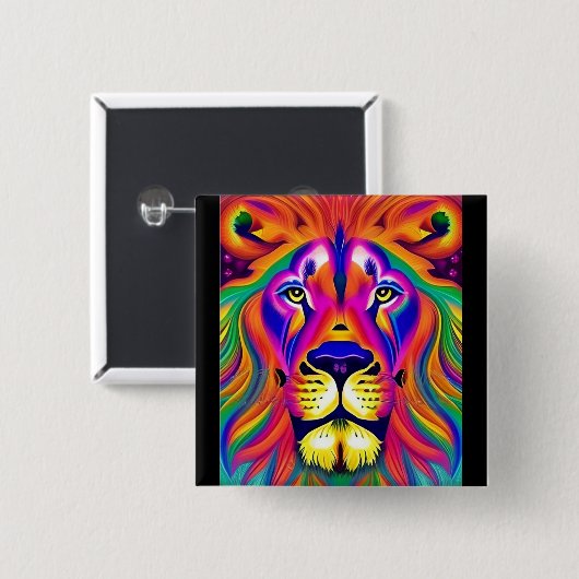 leeuwenknop vierkante button 5,1 cm (Voorkant /achterkant)