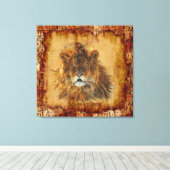 Leeuwenkoning van het Oerwoud Egyptisch Grunge Art Canvas Afdruk (Insitu (Houten vloer))