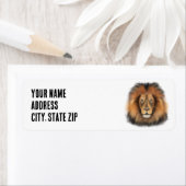 Leeuwenkoning van het oerwoud Realistische manneli Etiket (Insitu)