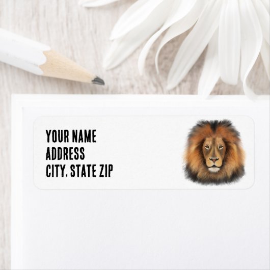 Leeuwenkoning van het oerwoud Realistische manneli Etiket (Insitu)