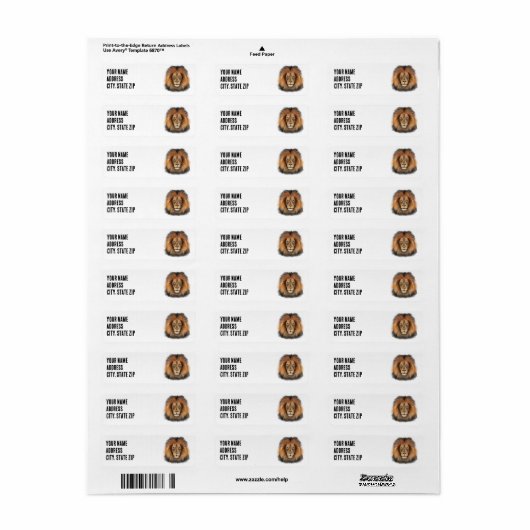 Leeuwenkoning van het oerwoud Realistische manneli Etiket (Full Sheet)