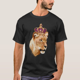 Leeuwenkoningin Grote Kat Gekroonde Leeuwin Famili T-shirt