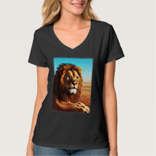 Leeuwenkop 3D print Afrika roofdier afdruk met wi T-shirt