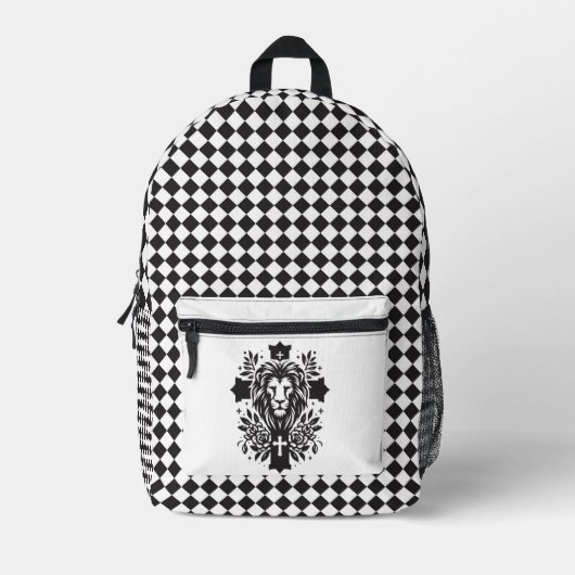 Leeuwenkop in kruisrugzak bedrukte rugzak (Voorkant)