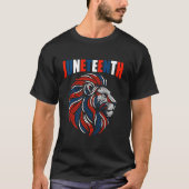 Leeuwenkop Juneteenth Rood Wit Blauw Lange Mouw T T-shirt (Voorkant)