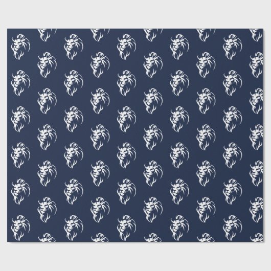 Leeuwenkop, marineblauw cadeaupapier (Vlak)