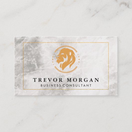 Leeuwenkop | Marmer met gouden rand Visitekaartje (Voorkant)