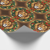 Leeuwenkop met kranswikkelpapier cadeaupapier (Hoek)