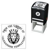 Leeuwenkop met kroon #1P Bibliotheek Boeknaam Zelfinktende Stempel (In situ)