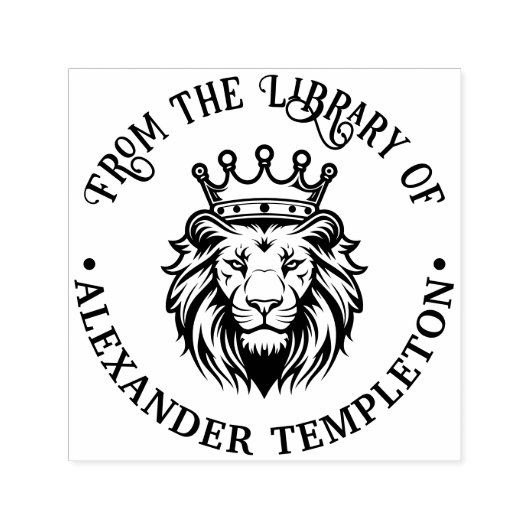 Leeuwenkop met kroon #1P Bibliotheek Boeknaam Zelfinktende Stempel (Design)