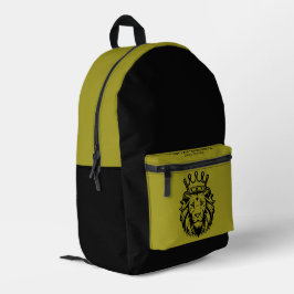 Leeuwenkop met kroonsilhouet - Zwart 1 Bedrukte Rugzak