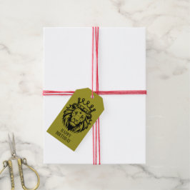 Leeuwenkop met kroonsilhouet - Zwart 1 Cadeaulabel
