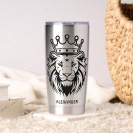 Leeuwenkop met kroonsilhouet - Zwart 1 Geïsoleerde Drinkbeker